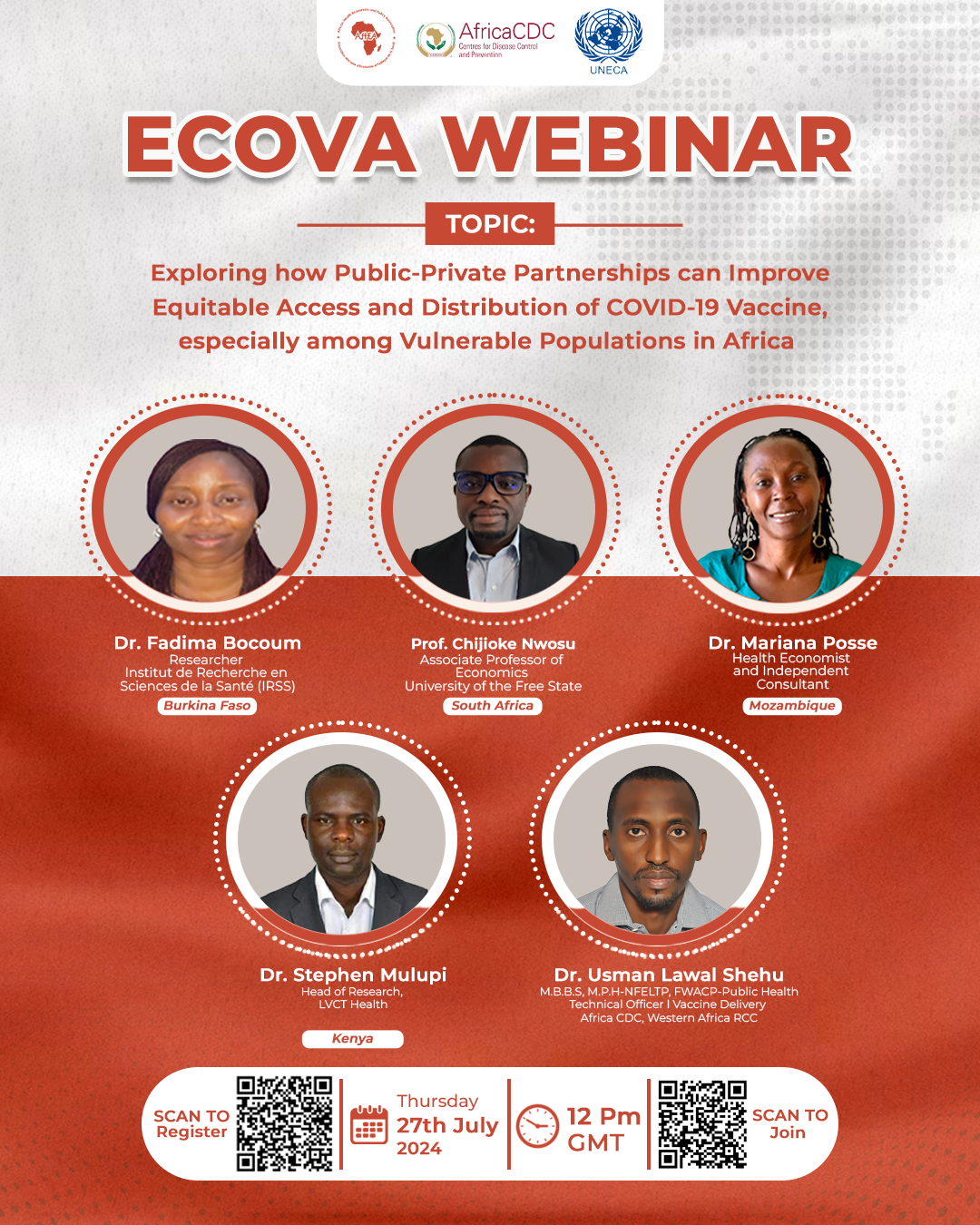 Re-watch Our Webinar on Public-Private Partnerships and Vaccine Equity in Africa! If you missed our insightful webinar titled “Exploring how Public-Private Partnerships can Improve Equitable Access and Distribution of Vaccines, especially among Vulnerable Populations in Africa” held on June 27, 2024, you can re-watch it at your convenience. For more details about the webinar and access to the recording, please visit https://us06web.zoom.us/rec/share/F6L2lyawgenK4q_OlnLM0gLvJ9xKBQV6loz_im7i4_Gijl2KOqrVc8JlY3wzthu6.ulSNai4JLAFVqEMy Passcode: JxFfMM9! Revoyez notre webinaire sur les partenariats public-privé et l’équité en matière de vaccins en Afrique !