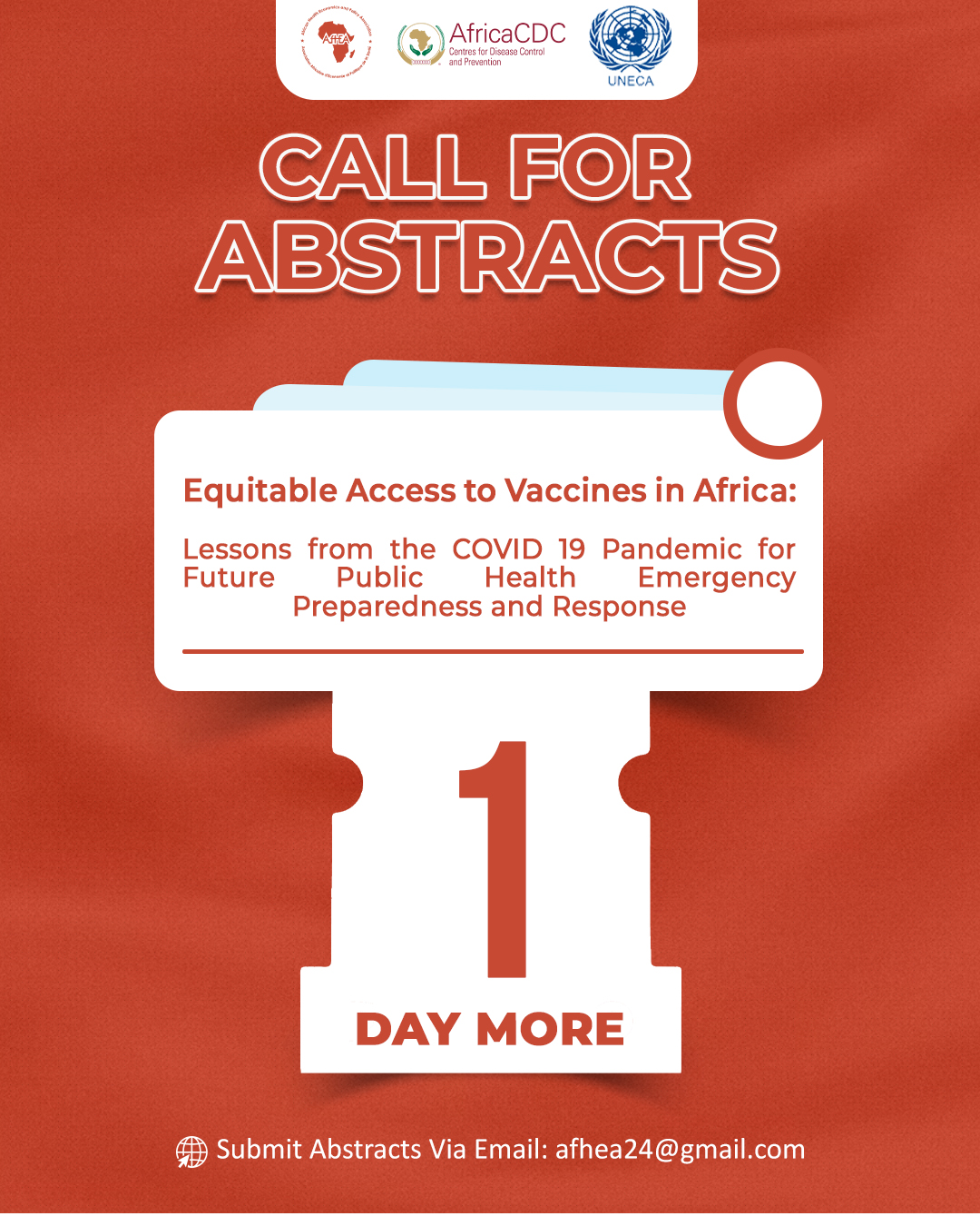 Equitable Access to Vaccines in Africa: Lessons from the COVID-19 Pandemic for Future Public Health Emergency Preparedness and Response. Submit Abstracts Via Email: afhea24@gmail.com